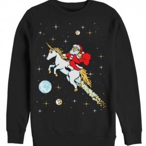 Fifth Sun Santa Riding Unicorn Ugly Sweater NWT